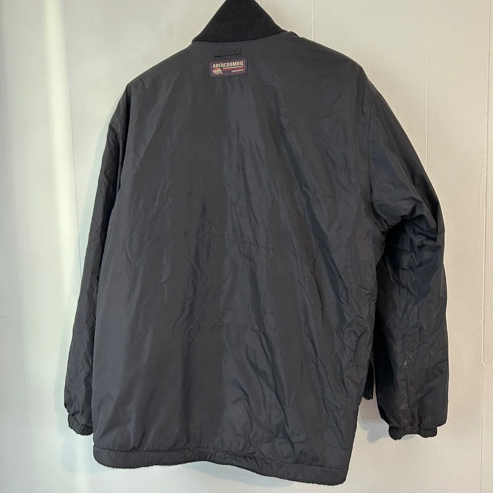 Abercrombie Fleece Lined Reversible Jacket Mens Black Full Zip Outerwear xl/2xl‎